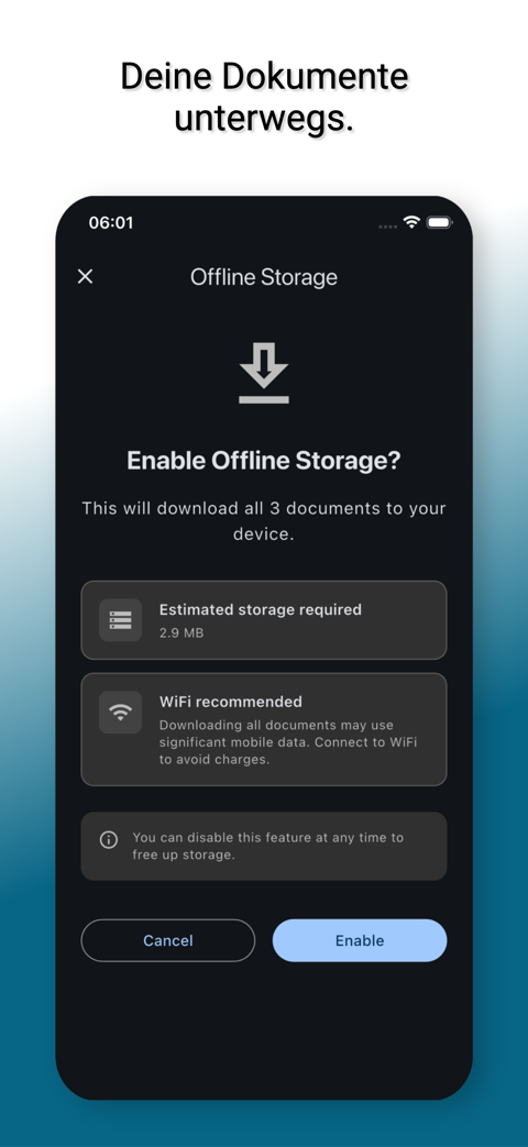 PaperNext Offline-Speicher-Dialog