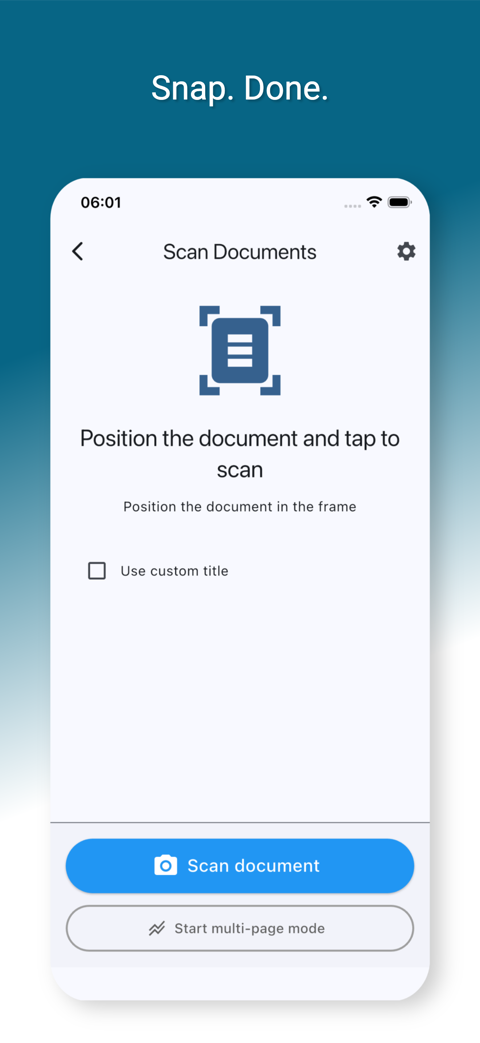 PaperNext scan documents screen